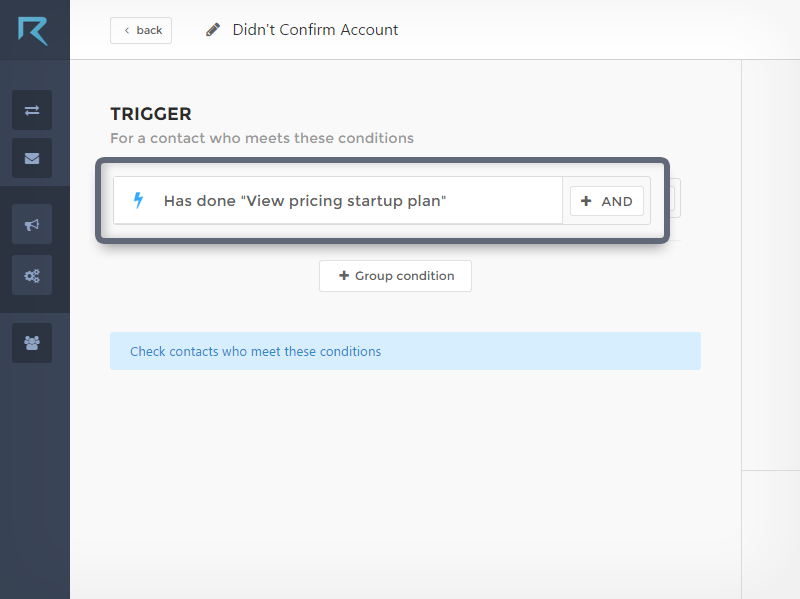 A visitor access your pricing page and triggers an event in Route